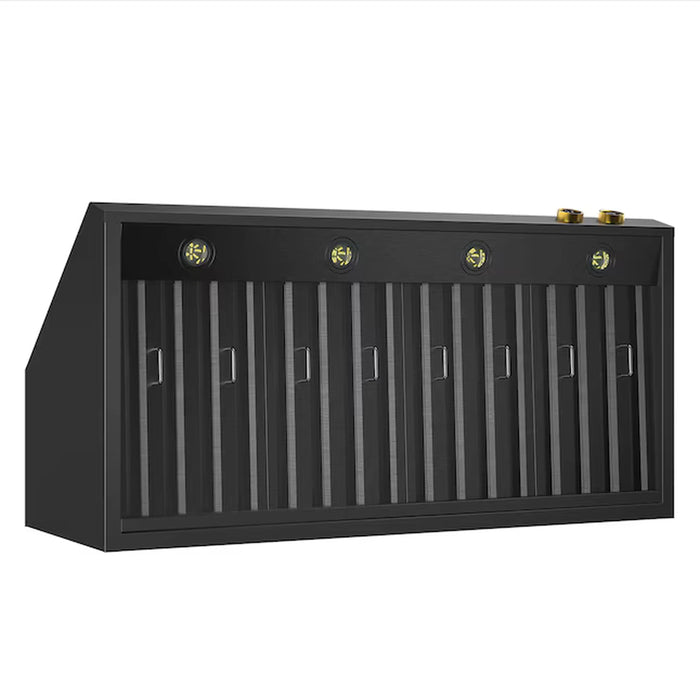Kucht 48-Inch 1200 CFM Ducted Under Cabinet Range Hood in Dark Titanium Stainless Steel with Gold Accents (KRHG480-GL)