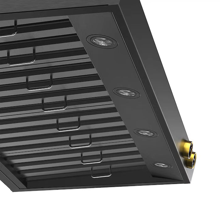 Kucht 48-Inch 1200 CFM Ducted Under Cabinet Range Hood in Dark Titanium Stainless Steel with Gold Accents (KRHG480-GL)