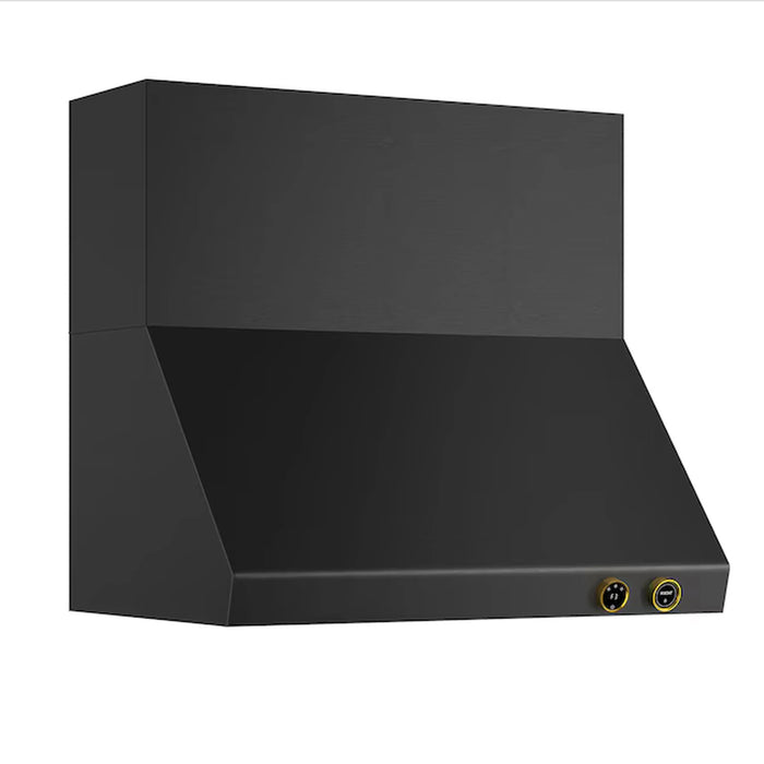 Kucht 36-Inch 900 CFM Ducted Wall Mount Range Hood in Dark Titanium Stainless Steel with Gold Accents (KRHG360-GL-C)