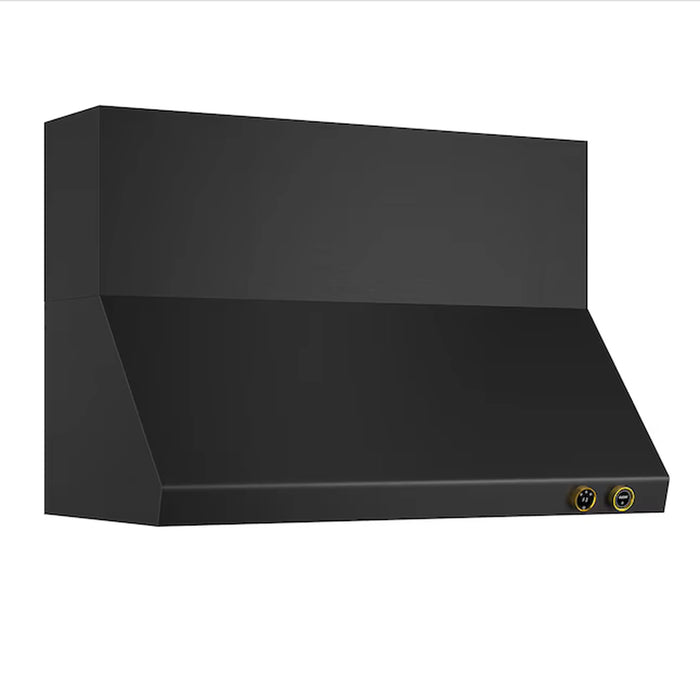 Kucht 48-Inch 1200 CFM Ducted Wall Mount Range Hood in Dark Titanium Stainless Steel with Gold Accents (KRHG480-GL-C)