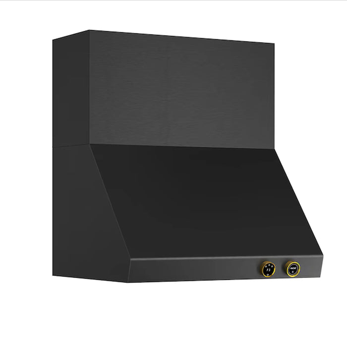 Kucht 30-Inch 900 CFM Ducted Wall Mount Range Hood in Dark Titanium Stainless Steel with Gold Accents (KRHG300-GL-C)