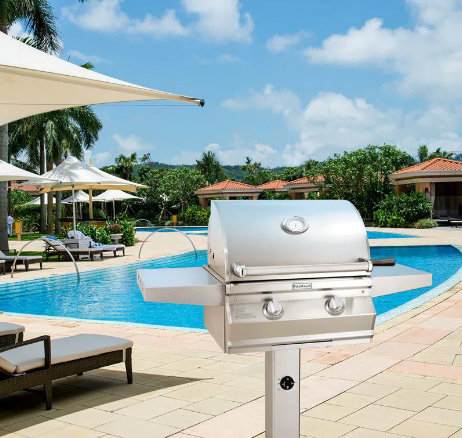 Fire Magic Choice Multi-User Accessible CMA430S 24-Inch Natural/Propane Gas Grill With Analog Thermometer On Patio Post -CMA430S-RT1N-P6/CMA430S-RT1P-P6