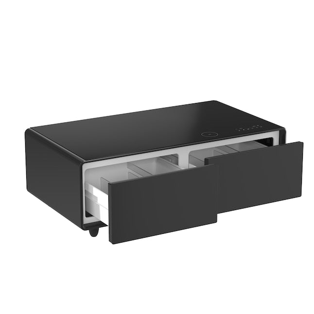 FORNO Evoluto  51" Smart Coffee Table – Dual Fridge Drawers, Bluetooth Audio, Wireless Charging, RGB Light in Black, FCTFR7006-51BLK