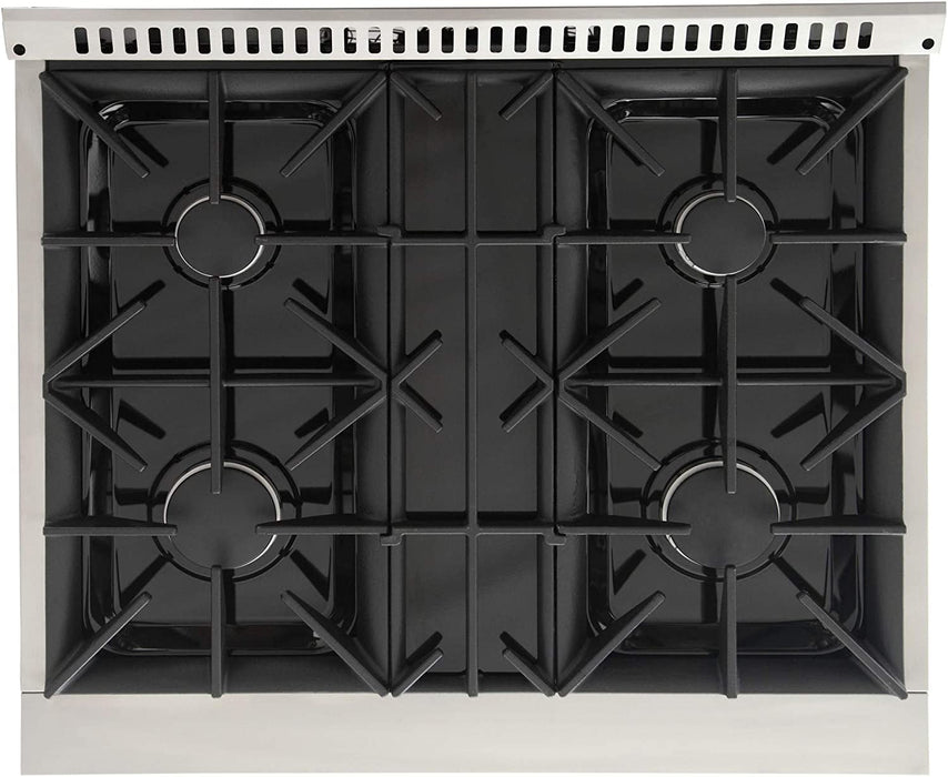 Kucht Signature 30-Inch  Gas Range in White with White Knobs & Rose Gold Handle (KNG301-W-ROSE)