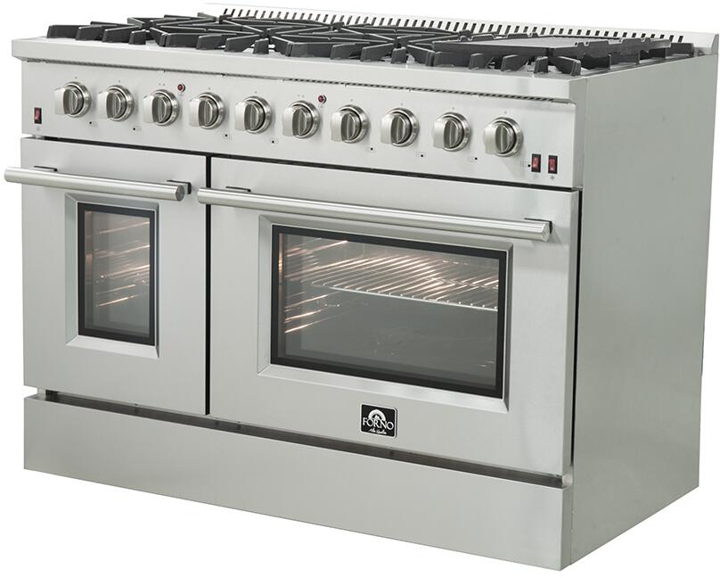 FORNO Appliance Package - 48" Gas Range, Range Hood, 36" Refrigerator, AP-FFSGS6244-48-16