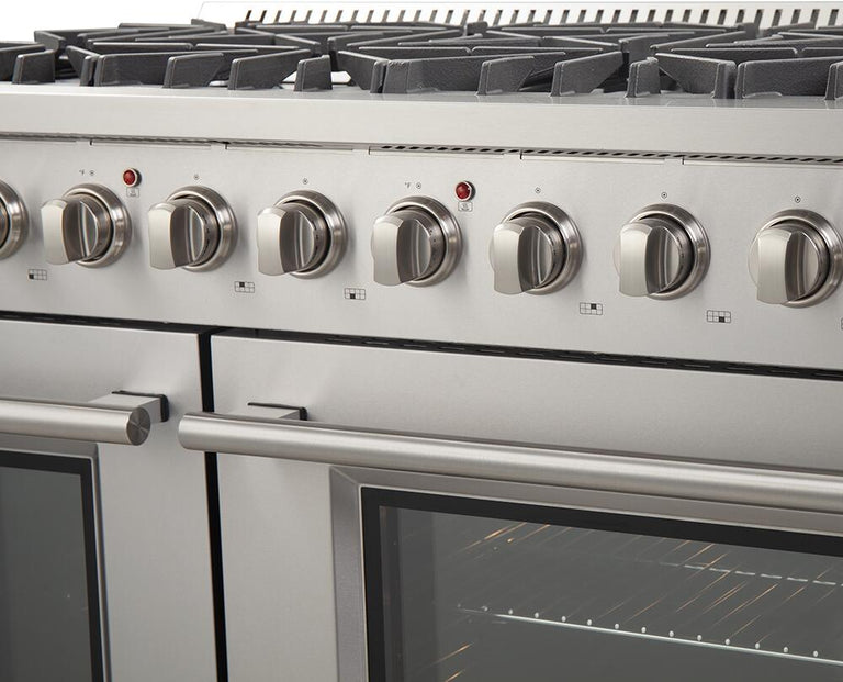 FORNO Appliance Package - 48" Gas Range, 48" Range Hood, Dishwasher, 48" Refrigerator, Microwave Drawer, Wine Cooler, AP-FFSGS6244-48-14