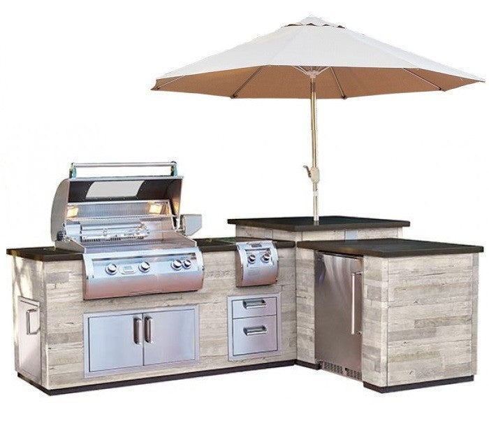 Fire Magic Grills IL660-SPD-116BA 116 Inch L-Shape Reclaimed Wood Island System, Silver Pine, Medium Pantry
