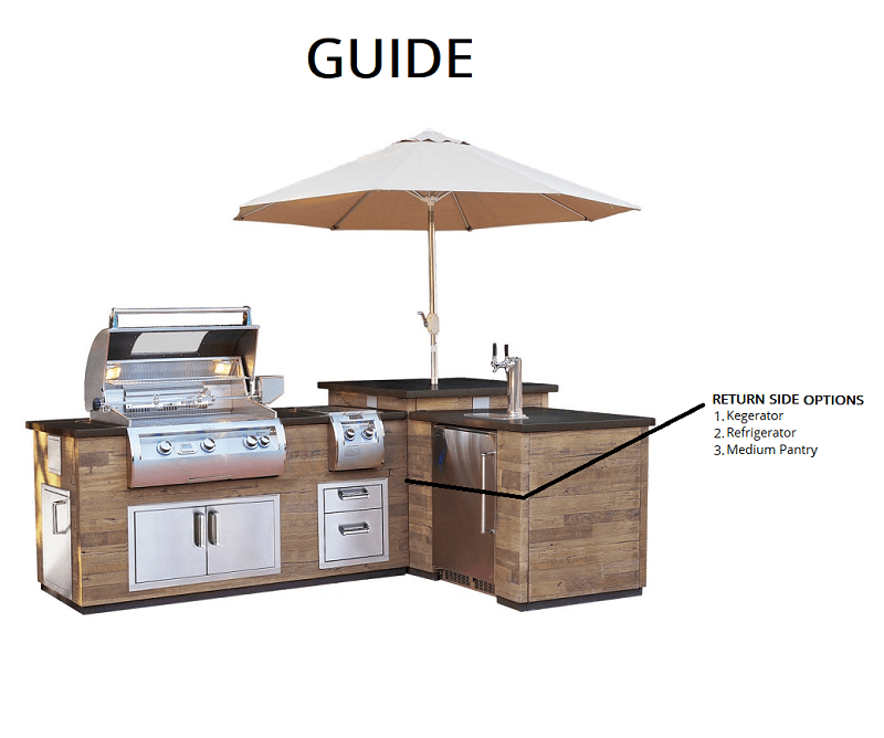 Fire Magic Grills IL660-SPK-116BA-3594-DL 116 Inch L-Shape Reclaimed Wood Island System, Silver Pine, Kegerator with Left Hinge