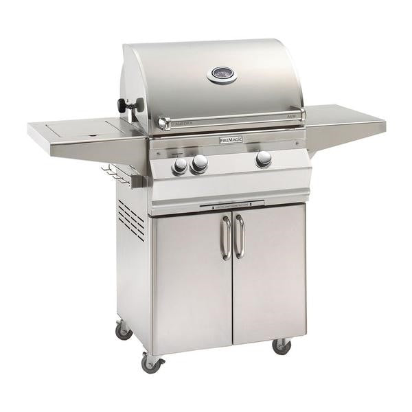 Fire Magic Grills A430S-7EAP-62 Aurora 24 Inch Free-Standing Grill without Back Burner, Single Side Burner and Analog Thermometer, Liquid Propane, Cast Stainless Steel "E"