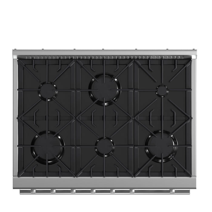 FORNO Marco 36" 5.36 cu.ft. Gas Range with 6 Burners and Built-In Temperature Gauge, FFSGS6277-36