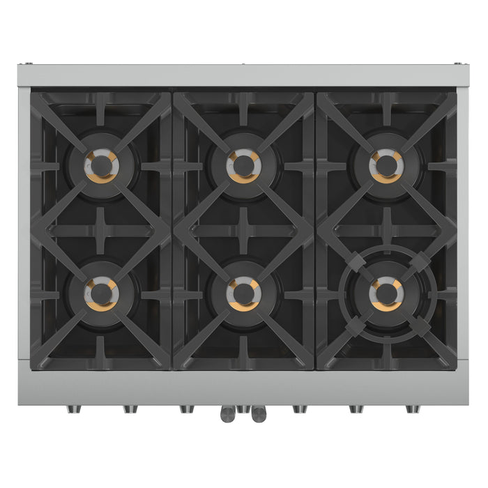 FORNO Capriasca 36" 5.36 cu. ft. Professional Gas Range with French Door and 6 Sealed Burners, FFSGS6460-36