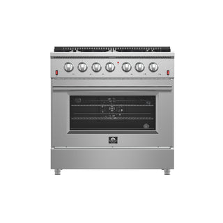 FORNO Galiano 36" 5.36 cu. ft. Gas Range with 6 Italian Burners in Stainless Steel, FFSGS6244-36