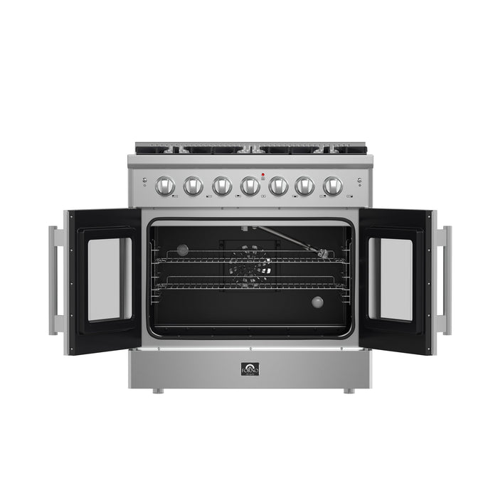 FORNO Galiano 36" 5.36 cu. ft. Freestanding Gas Range with French Door and 6 Burners, FFSGS6444-36