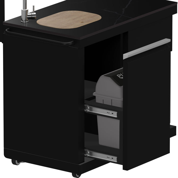 FORNO All’Aperto Outdoor Kitchen - 62,600 BTU BBQ with 3 Stainless-Steel Burners & Infrared Burners & Sink Module with Black Sintered Stone Countertops, Bar & Beverage Center