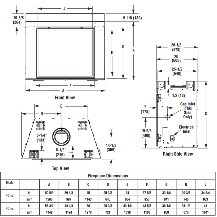 Superior 45 Inch Direct Vent Traditional Gas Fireplace DRT6345