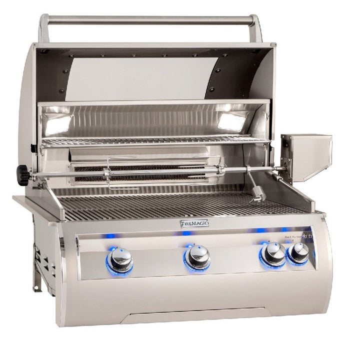 Fire Magic Grills E660I-8EAN-W/E660I-8EAP-W Echelon 31 1/4 Built-In Grill with Analog Thermometer and View Window, Natural/Propane Gas, Cast Stainless Steel "E"