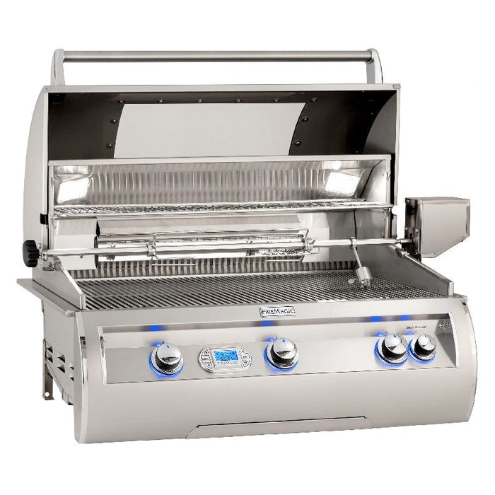 Fire Magic Echelon Diamond E790I 36-Inch Built-In Natural/Propane Gas Grill W/ One Infrared Burner, Magic View Window, Rotisserie, & Digital Thermometer - E790I-8L1N-W/E790I-8L1P-W