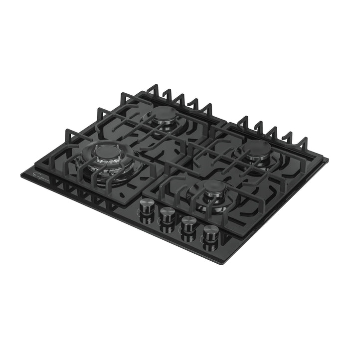 Empava 24-Inch Built-In Natural Gas Cooktops with 4 Burners in Black (EMPV-24GC28)
