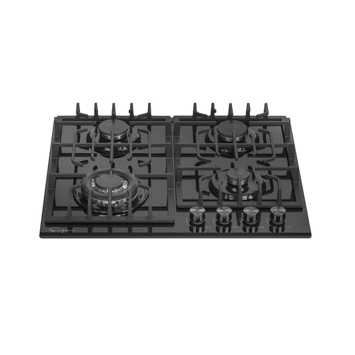 Empava 24-Inch Built-In Natural Gas Cooktops with 4 Burners in Black (EMPV-24GC28)