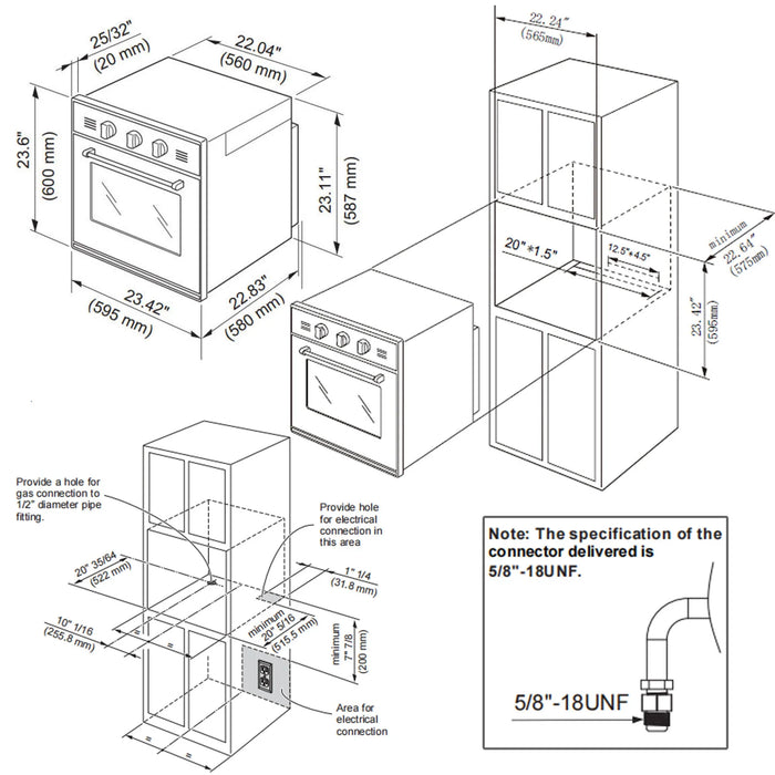 Empava 24-Inch 2.3 Cu. ft. Liquid Propane Gas Single Wall Oven (EMPV-24WO11L)