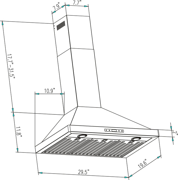 Empava 30-Inch 380 CFM Wall Mount Range Hood in Stainless Steel (EMPV-30RH03)