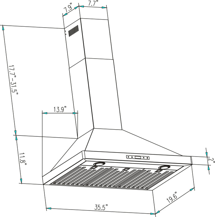 Empava 36-Inch 380 CFM Ducted Wall Mount Range Hood (EMPV-36RH04)