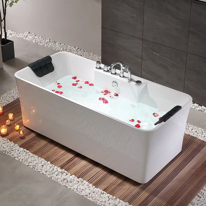 Empava 59-Inch Whirlpool Freestanding Acrylic Bathtub (EMPV-59AIS15)
