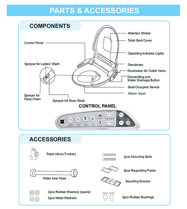 Empava Electric Bidet Seats for Elongated Toilets (EMPV-EB990)