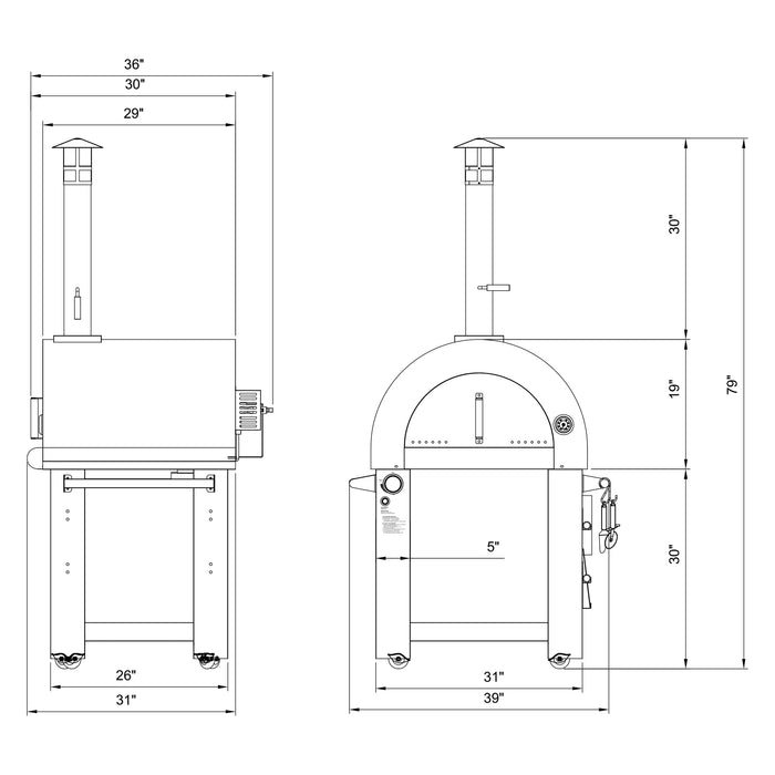 Empava Outdoor Wood Fired and Gas Pizza Oven in Stainless Steel (EMPV-PG03)