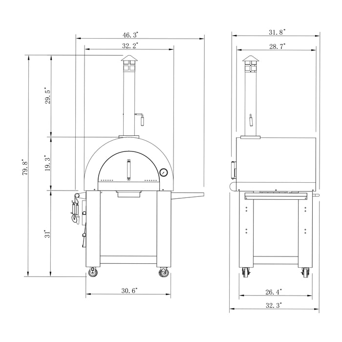 Empava Outdoor Wood Fired Pizza Oven With Side Table in Stainless Steel (EMPV-PG05)