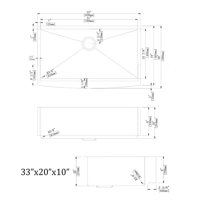 Empava 33-Inch Single Bowl Kitchen Sink (EMPV-SAS3320)