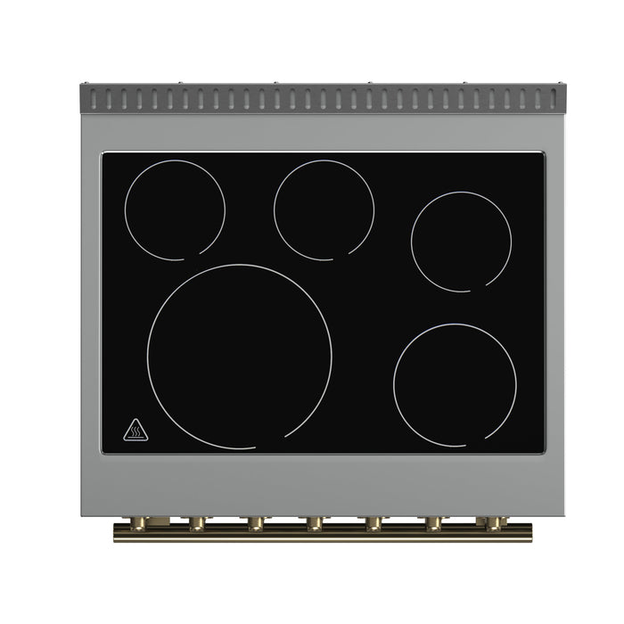 FORNO Paolo 30" 4.38 cu. ft. Freestanding Electric Range in Black with Antique Brass Handles, FFSEL6011-30BLK