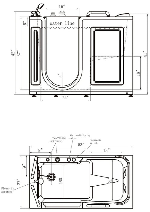 Empava 53-Inch Walk-in Whirlpool Bathtub (EMPV-53WIT02)