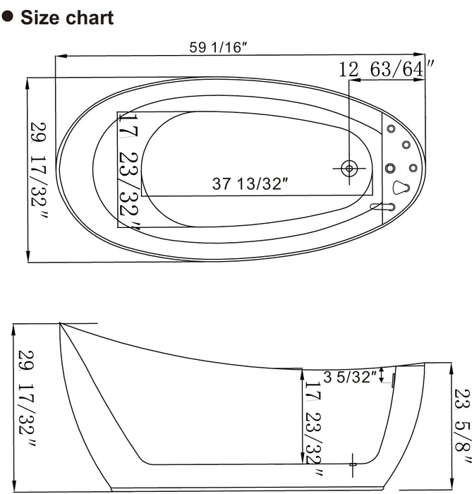 Empava 59-Inch Whirlpool Freestanding Acrylic Bathtub (EMPV-59AIS04)