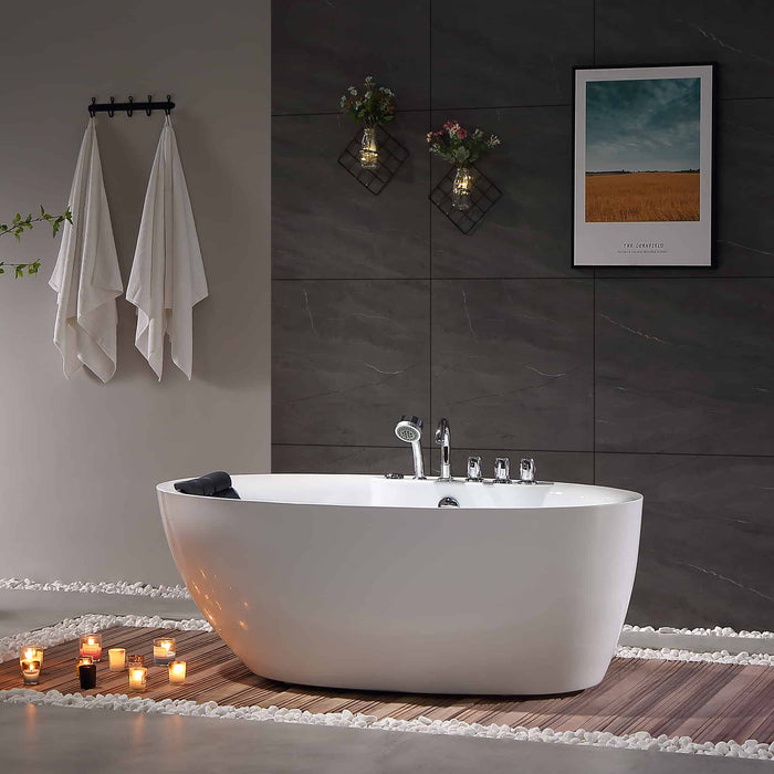 Empava 71-Inch Whirlpool Freestanding Acrylic Bathtub (EMPV-71AIS14)