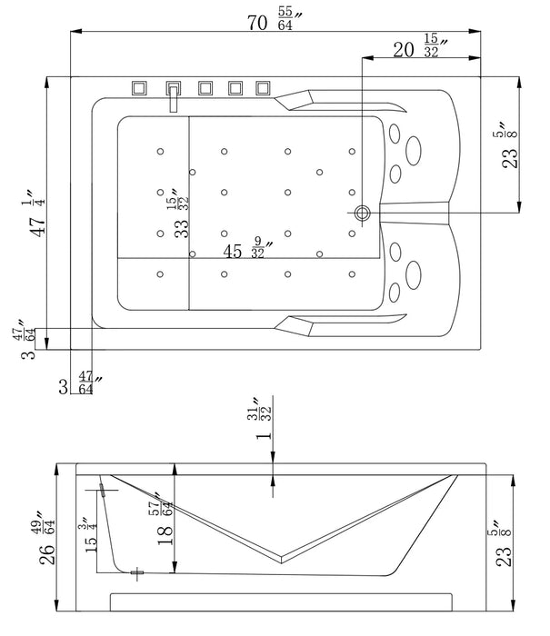 Empava 71-Inch Acrylic Alcove Whirlpool Bathtub (EMPV-71JT667B)