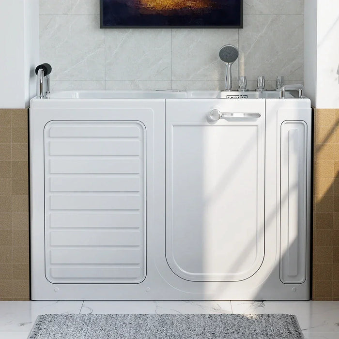 Empava 54-Inch Alcove Inline Heater Whirlpool Walk-in Tub 2.0 Upgraded with Right Drain (EMPV-54WIT08)