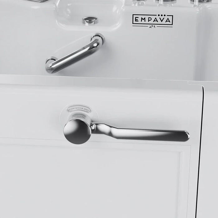 Empava 54-Inch Alcove Inline Heater Whirlpool Walk-in Tub 2.0 Upgraded with Right Drain (EMPV-54WIT08)