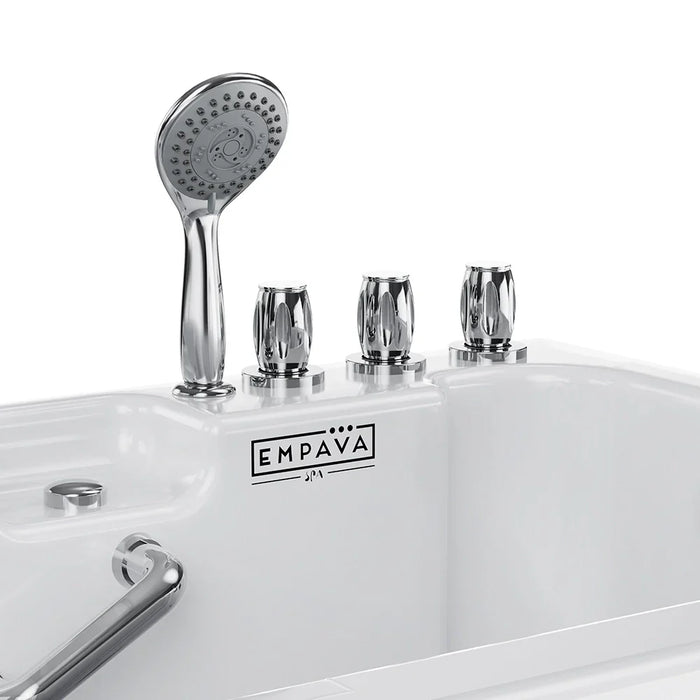 Empava 54-Inch Alcove Inline Heater Whirlpool Walk-in Tub 2.0 Upgraded with Right Drain (EMPV-54WIT08)