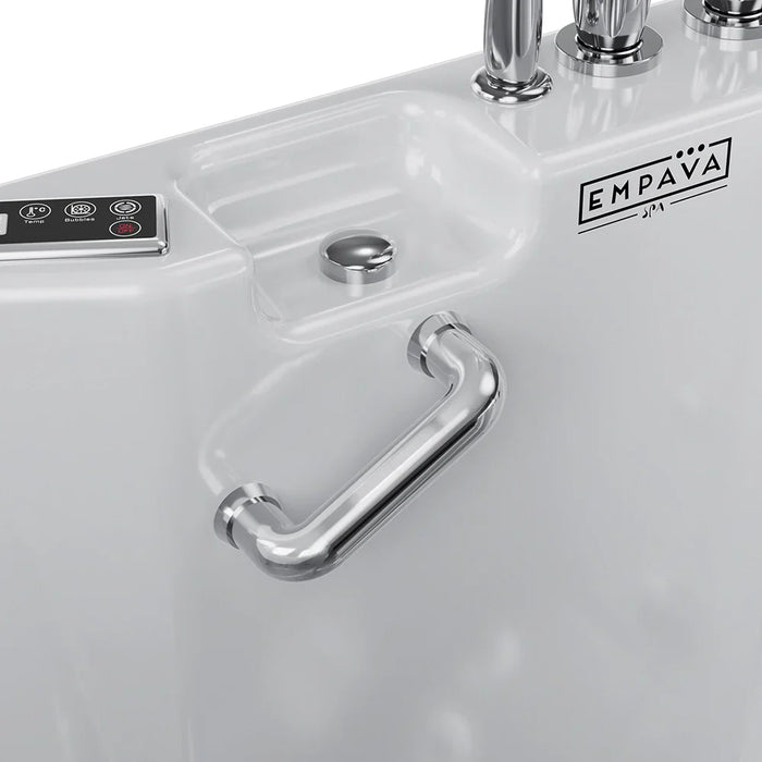 Empava 54-Inch Alcove Inline Heater Whirlpool Walk-in Tub 2.0 Upgraded with Right Drain (EMPV-54WIT08)