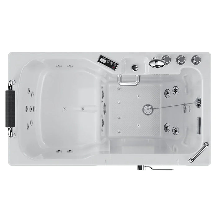 Empava 54-Inch Alcove Inline Heater Whirlpool Walk-in Tub 2.0 Upgraded with Right Drain (EMPV-54WIT08)