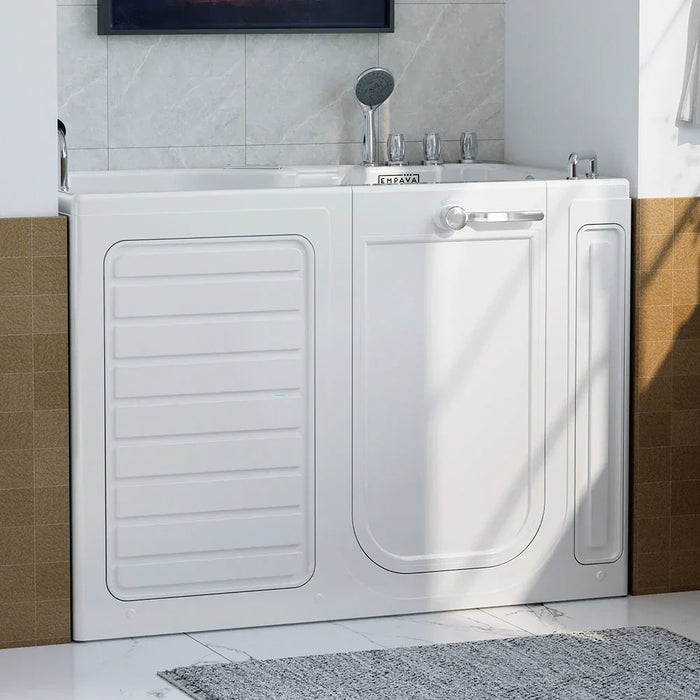 Empava 54-Inch Alcove Inline Heater Whirlpool Walk-in Tub 2.0 Upgraded with Right Drain (EMPV-54WIT08)