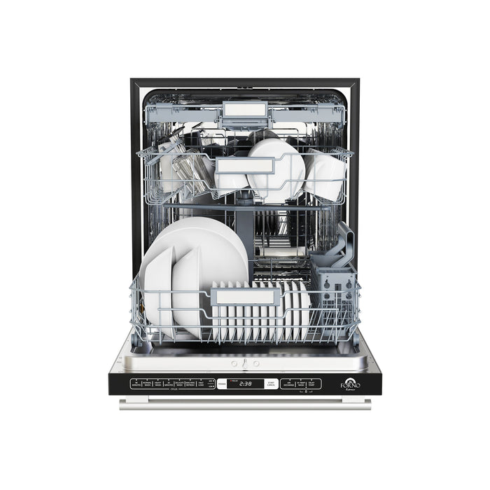 FORNO Romano 24" Built-In Tall Tub Dishwasher in Stainless Steel with Silver Handles, FDWBI8035-24S
