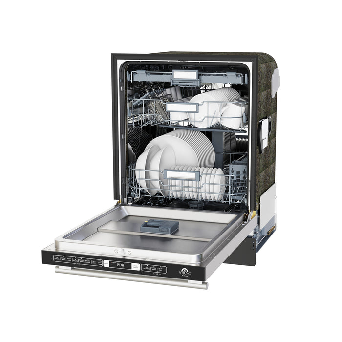 FORNO Romano 24" Built-In Tall Tub Dishwasher in Stainless Steel with Silver Handles, FDWBI8035-24S