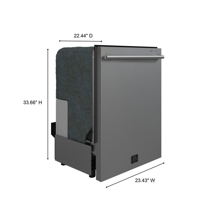 FORNO Romano 24" Built-In Tall Tub Dishwasher in Stainless Steel with Silver Handles, FDWBI8035-24S