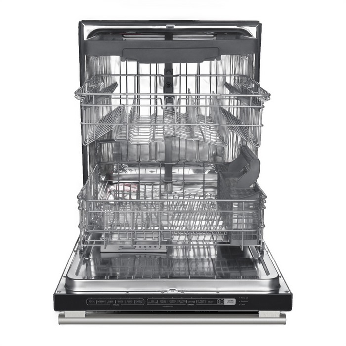 FORNO Espresso Package - 36" Refrigerator and Dishwasher in Black with Silver Handles