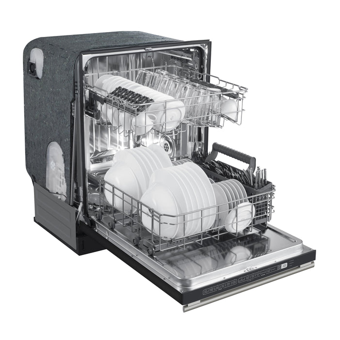 FORNO Espresso Pozzo 24" Built-In Dishwasher in Black with Silver Handles, FDWBI8067-24BLK