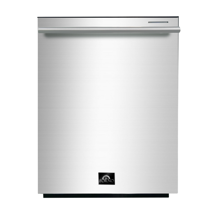 FORNO Appliance Package - 36 Inch Gas Range, Wall Mount Range Hood, Microwave Drawer, Dishwasher, AP-FFSGS6244-36-6