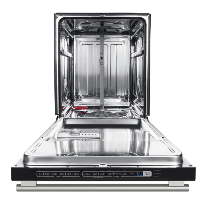 FORNO Espresso Pozzo 24" Built-In Dishwasher in White with Silver Handles, FDWBI8067-24WHT