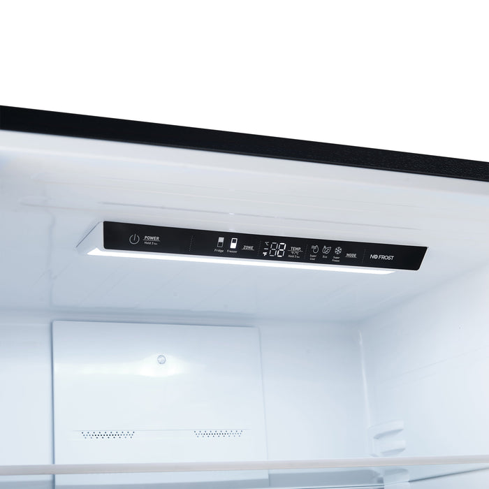 FORNO Espresso Milano 31" 17.2 cu. ft. Left Swing Refrigerator and Bottom Freezer with Ice Maker in Black and Antique Brass Handles, FFFFD1786-31BLK